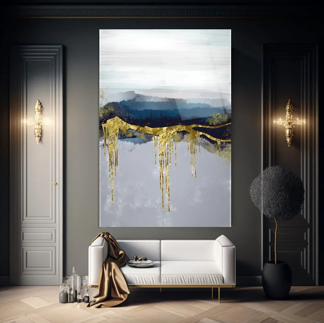 Abstract Blue Glass Wall Art - LUXARTDECO