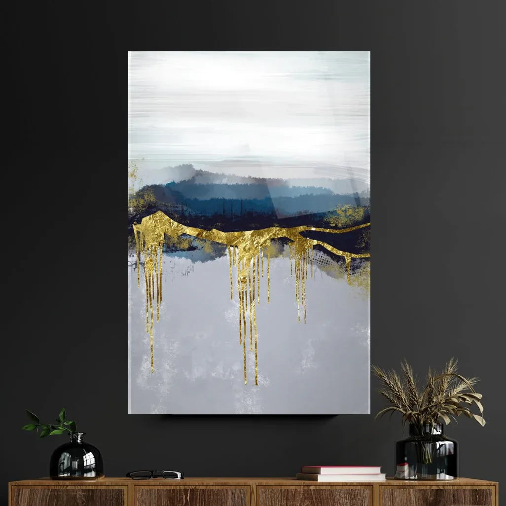 Abstract Blue Glass Wall Art - LUXARTDECO