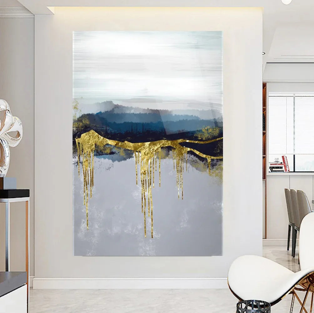 Abstract Blue Glass Wall Art - LUXARTDECO