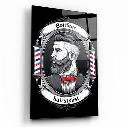 Coiffeur Homme Tableau en Verre Trempé