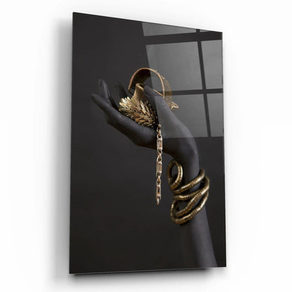 Hand with Jewelry Glass Wall Art - LUXARTDECO