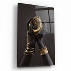 Gold Hands Glass Wall Art