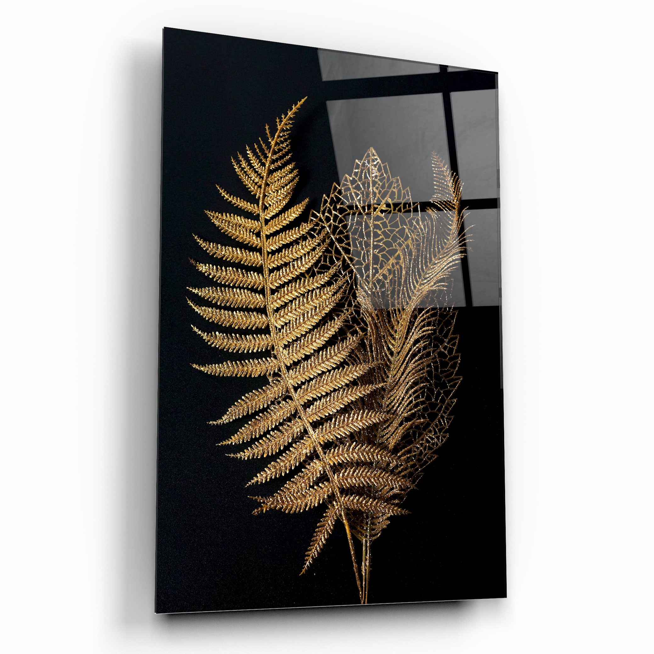 Gold Leaves Glass Wall Art