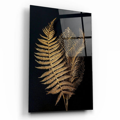 Golden Leaves Glass Wall Art - LUXARTDECO