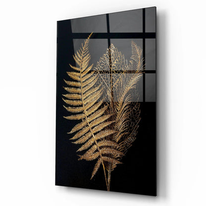 Golden Leaves Glass Wall Art - LUXARTDECO