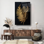Gold Leaves Glass Wall Art