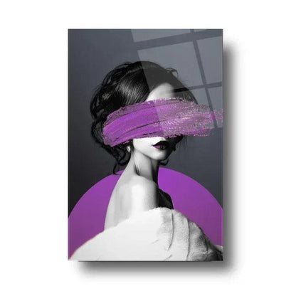 Woman in Purple Glass Wall Art - LUXARTDECO