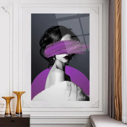 Woman in Purple Glass Wall Art - LUXARTDECO
