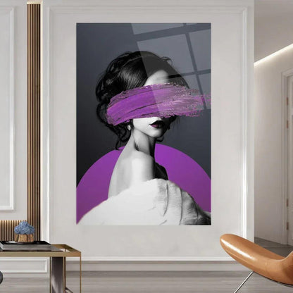 Woman in Purple Glass Wall Art - LUXARTDECO
