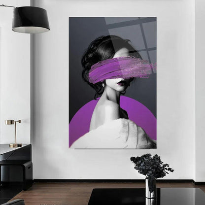Woman in Purple Glass Wall Art - LUXARTDECO