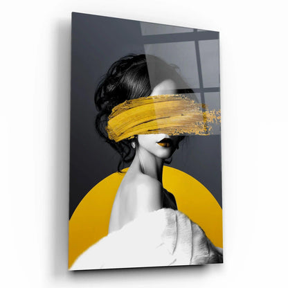 Woman in Yellow Glass Wall Art - LUXARTDECO