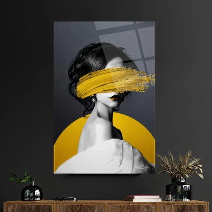Woman in Yellow Glass Wall Art - LUXARTDECO