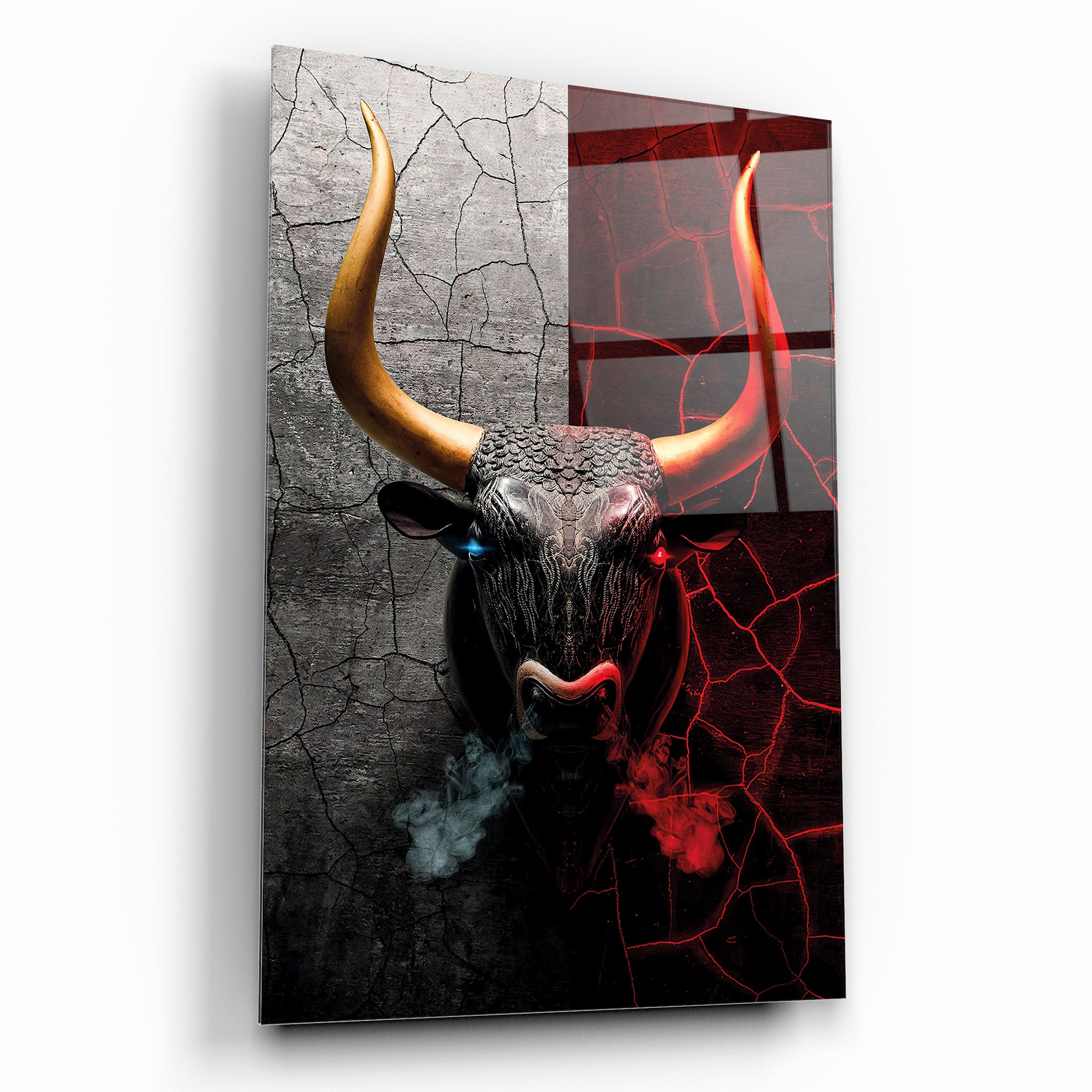 Bull Glass Wall Art