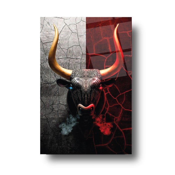 Bull Glass Wall Art