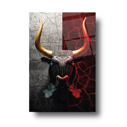 Bull Glass Wall Art - LUXARTDECO
