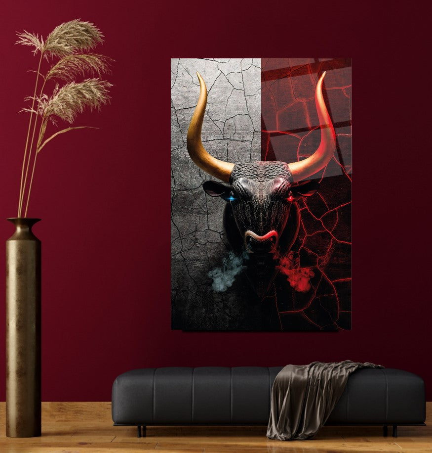 Bull Glass Wall Art