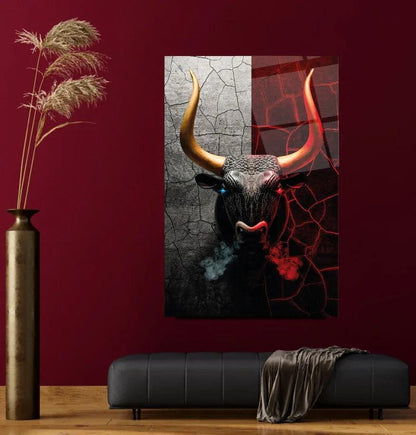 Bull Glass Wall Art - LUXARTDECO