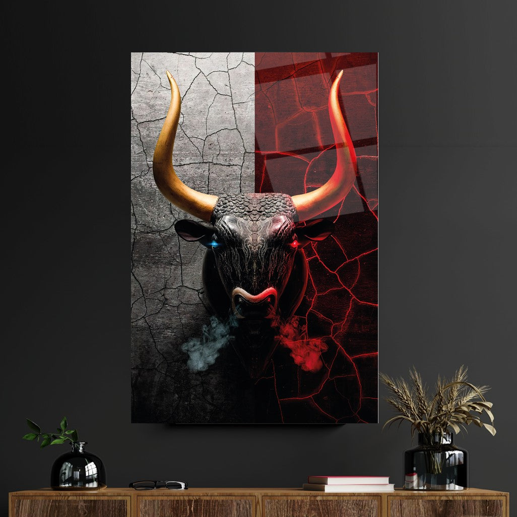 Bull Glass Wall Art