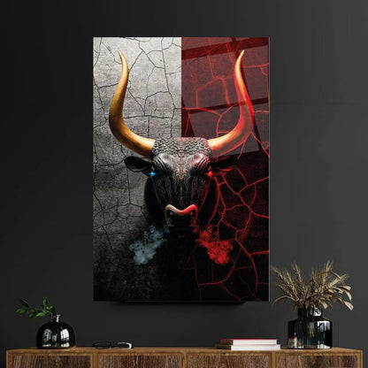 Bull Glass Wall Art - LUXARTDECO