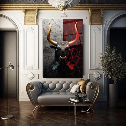 Bull Glass Wall Art - LUXARTDECO