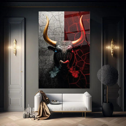 Bull Glass Wall Art - LUXARTDECO