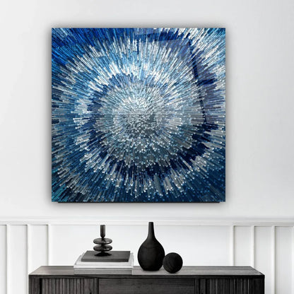 Blue Splash Glass Wall Art - LUXARTDECO