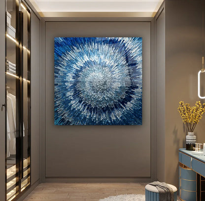 Blue Splash Glass Wall Art - LUXARTDECO