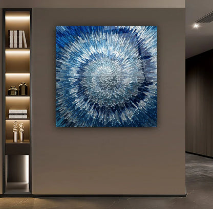 Blue Splash Glass Wall Art - LUXARTDECO
