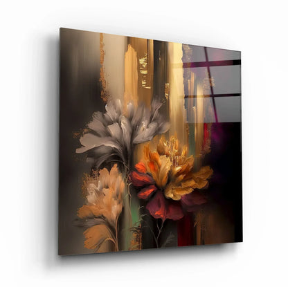 Orange Flowers Glass Wall Art - LUXARTDECO