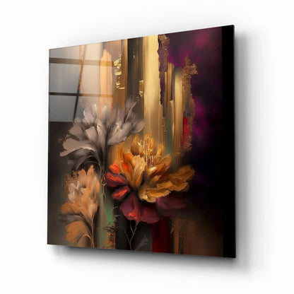 Orange Flowers Glass Wall Art - LUXARTDECO