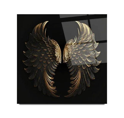 Gold Wings Glass Wall Art - LUXARTDECO