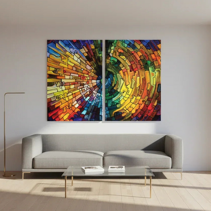 Colorful Texture Duo Glass Wall Art Set - LUXARTDECO