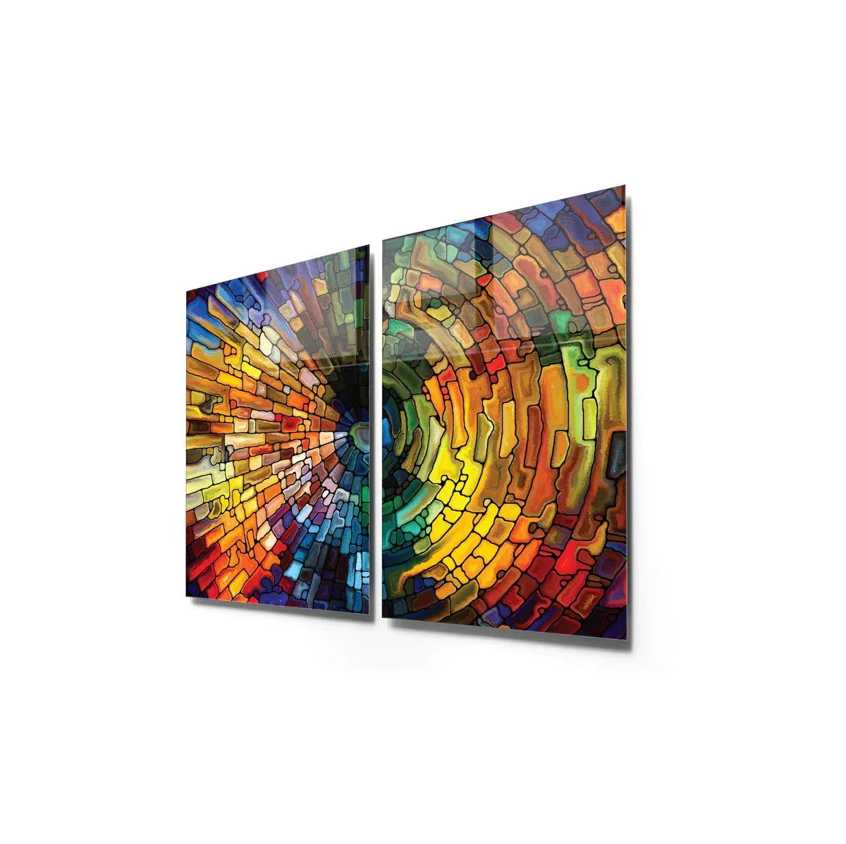 Colorful Texture Duo Glass Wall Art Set - LUXARTDECO