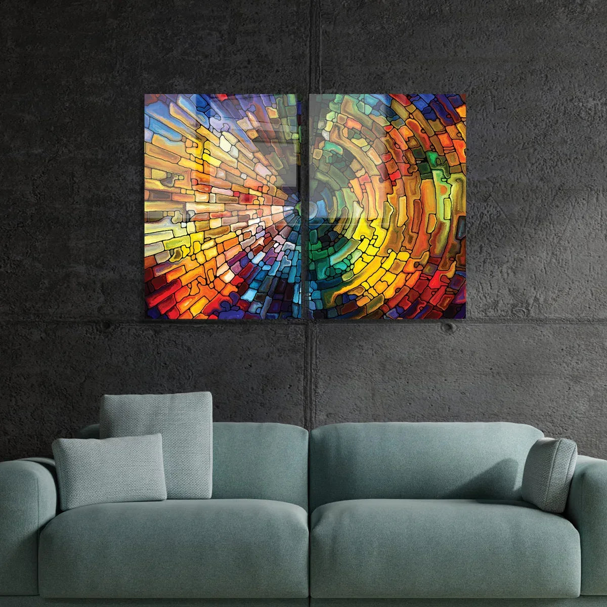 Colorful Texture Duo Glass Wall Art Set - LUXARTDECO