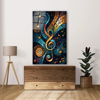 Music Notes Glass Wall Art - LUXARTDECO