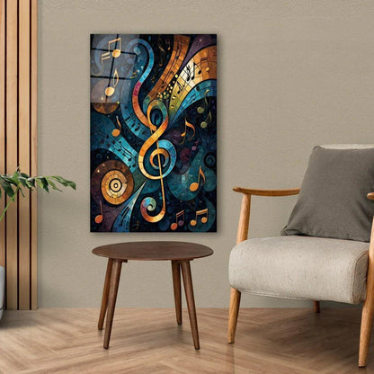 Music Notes Glass Wall Art - LUXARTDECO