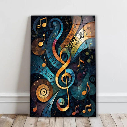 Music Notes Glass Wall Art - LUXARTDECO
