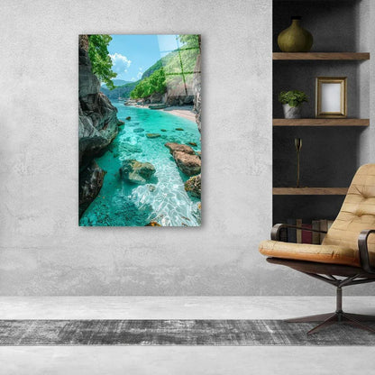 Tropical Water Paradise Glass Wall Art - LUXARTDECO