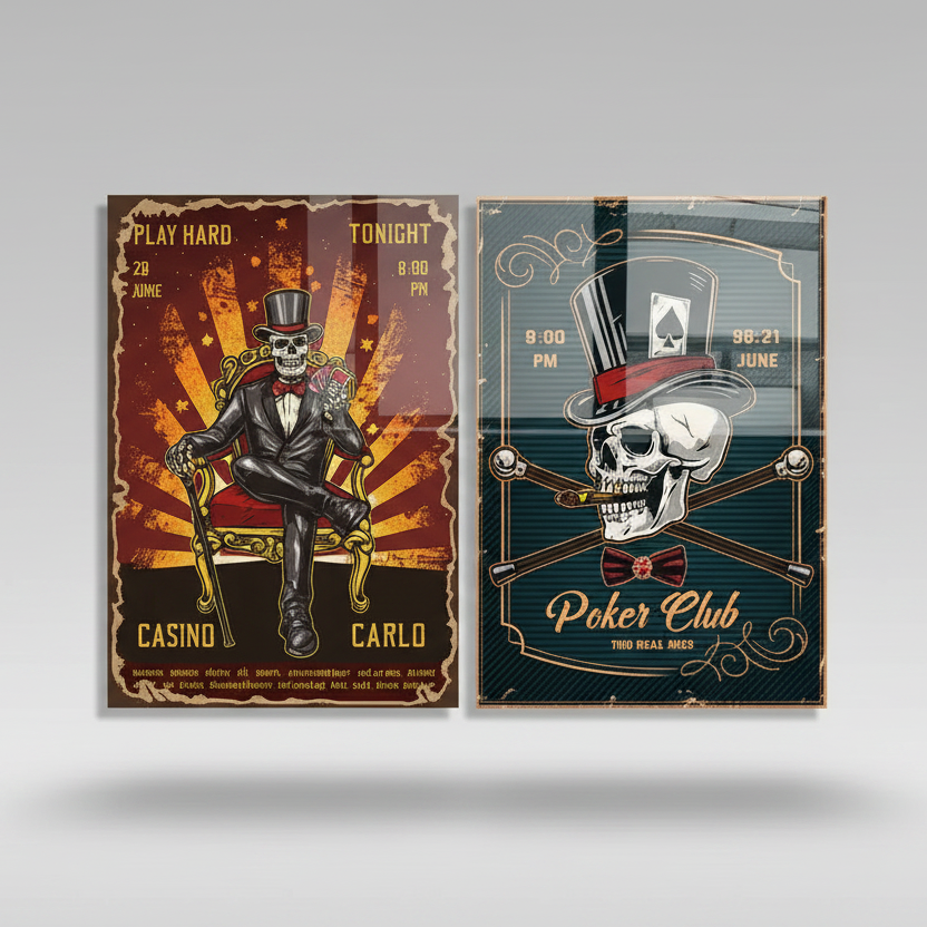 Jeux de Casino Duo Tableau en Verre Trempé