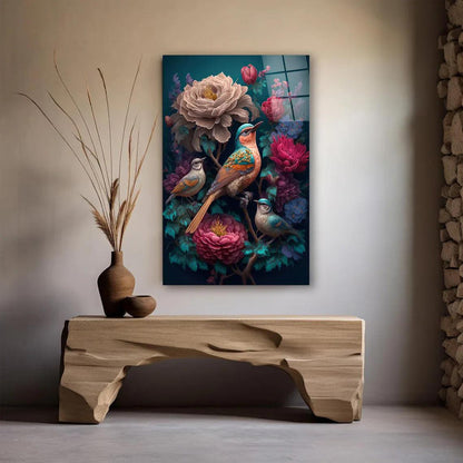 Vibrant Birds Glass Wall Art - LUXARTDECO
