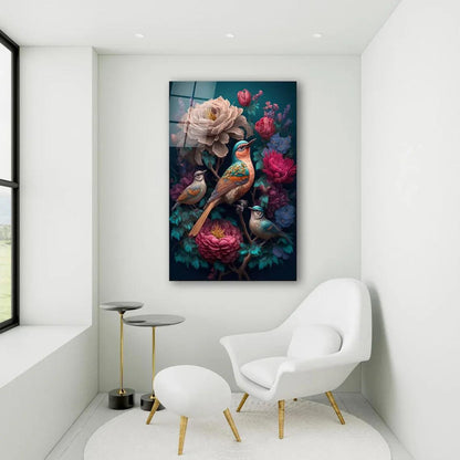Vibrant Birds Glass Wall Art - LUXARTDECO