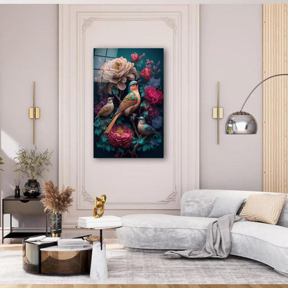 Vibrant Birds Glass Wall Art - LUXARTDECO
