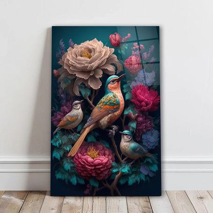 Vibrant Birds Glass Wall Art - LUXARTDECO