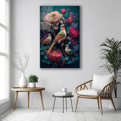 Vibrant Birds Glass Wall Art - LUXARTDECO