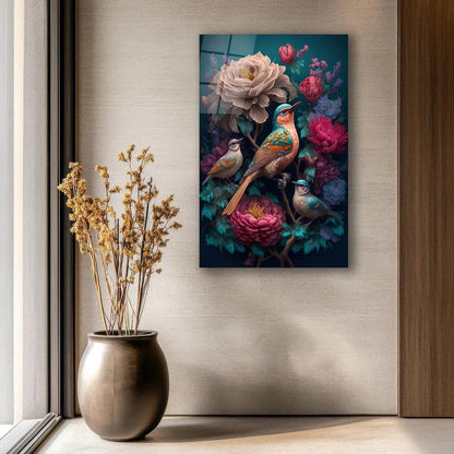 Vibrant Birds Glass Wall Art - LUXARTDECO