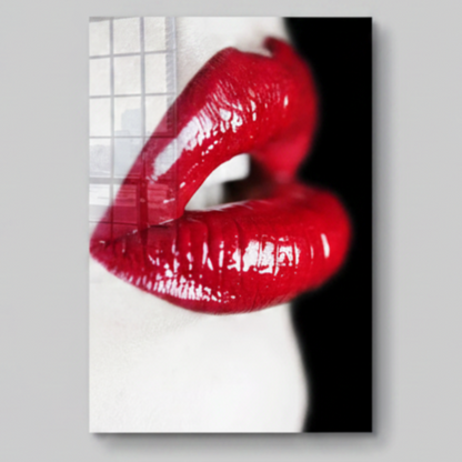 Labbra Rosse e Sensuali Quadro in Vetro Temperato