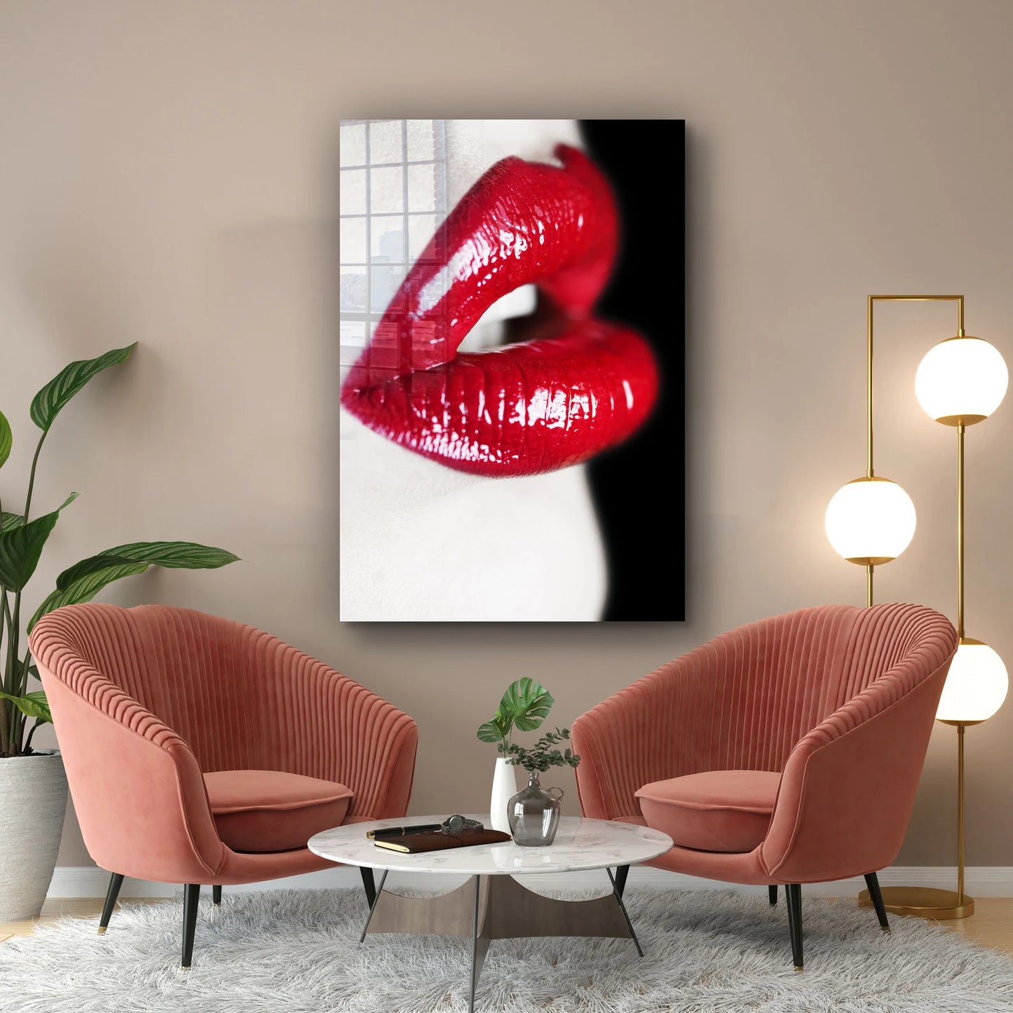 Labbra Rosse e Sensuali Quadro in Vetro Temperato