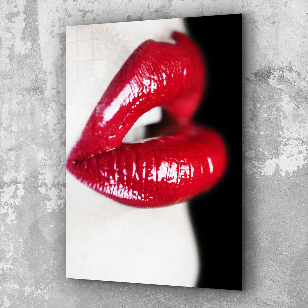 Labbra Rosse e Sensuali Quadro in Vetro Temperato