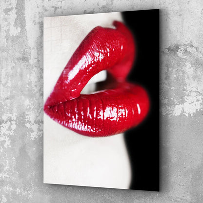 Labbra Rosse e Sensuali Quadro in Vetro Temperato