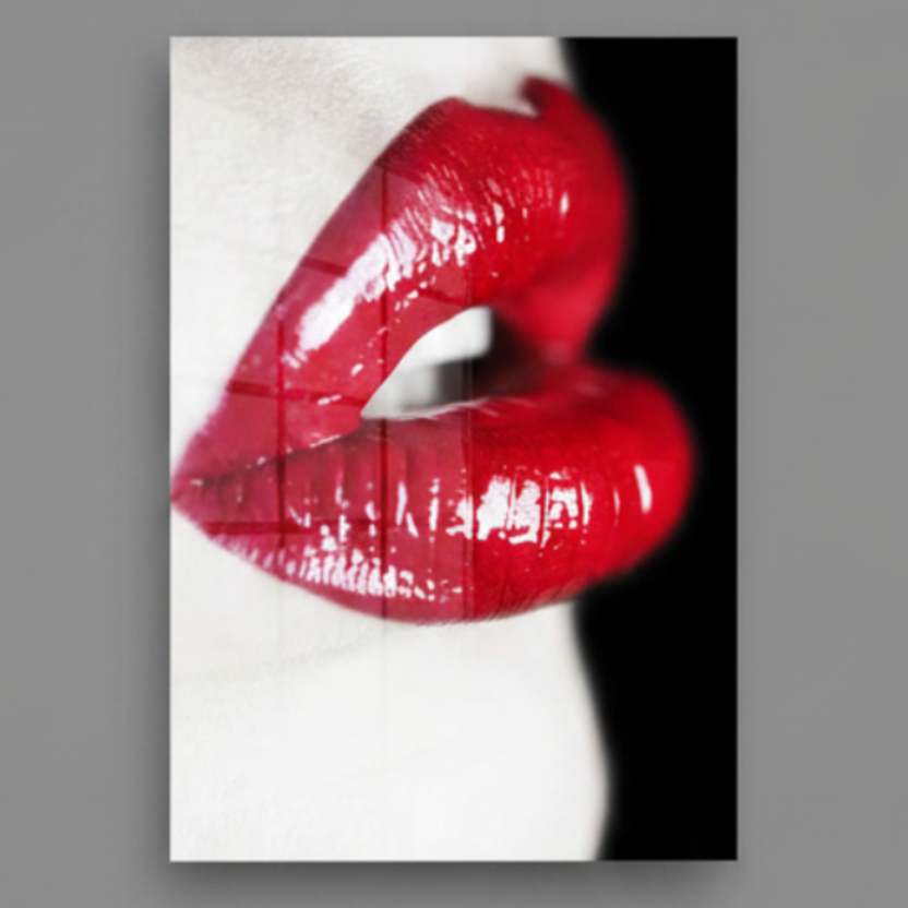 Labbra Rosse e Sensuali Quadro in Vetro Temperato
